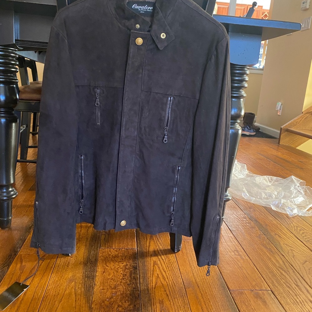 Men's Military Jacket Leather Suede backed with Lycra/cotton fabric